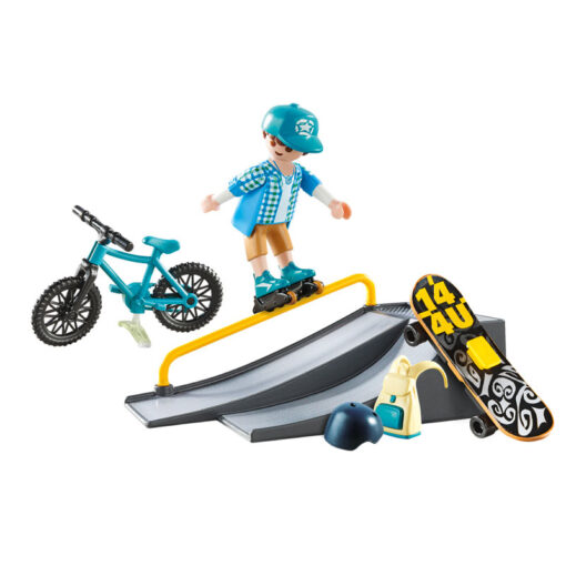 Playmobil Βαλιτσάκι Skateboarder με πίστα και ποδήλατο (9107)