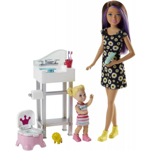 Mattel Barbie Σκίπερ Babysitter - Στο Μπάνιο Με Το Μωρό (FJB01)