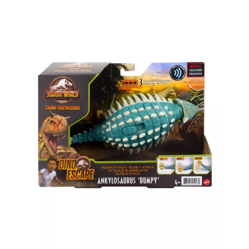 Mattel Jurassic World Roar Attack Δεινόσαυροι Με Κινούμενα Μέλη, Λειτουργία Επίθεσης Και Ήχους Ankylosaurus (GWD06-GWD27)