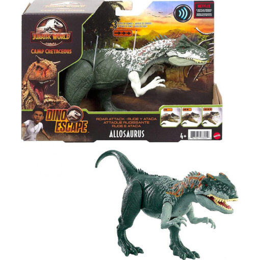 Mattel Jurassic World Roar Attack Δεινόσαυροι Με Κινούμενα Μέλη, Λειτουργία Επίθεσης Και Ήχους Allosaurus (GWD06-GWD10)