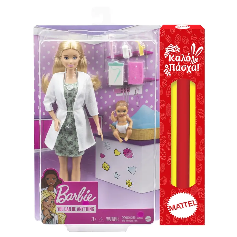 Barbie Λαμπάδα Παιδίατρος Με Μωράκι (GVK03)