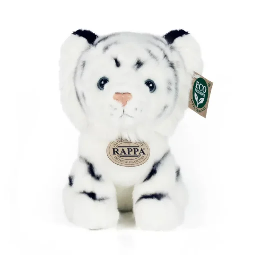 Rappa Λούτρινη Ασπρη Τίγρης 18 εκ. Καθιστή Eco-Friendly (847941)