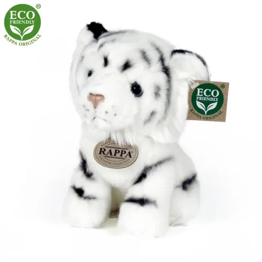Rappa Λούτρινη Ασπρη Τίγρης 18 εκ. Καθιστή Eco-Friendly (847941)