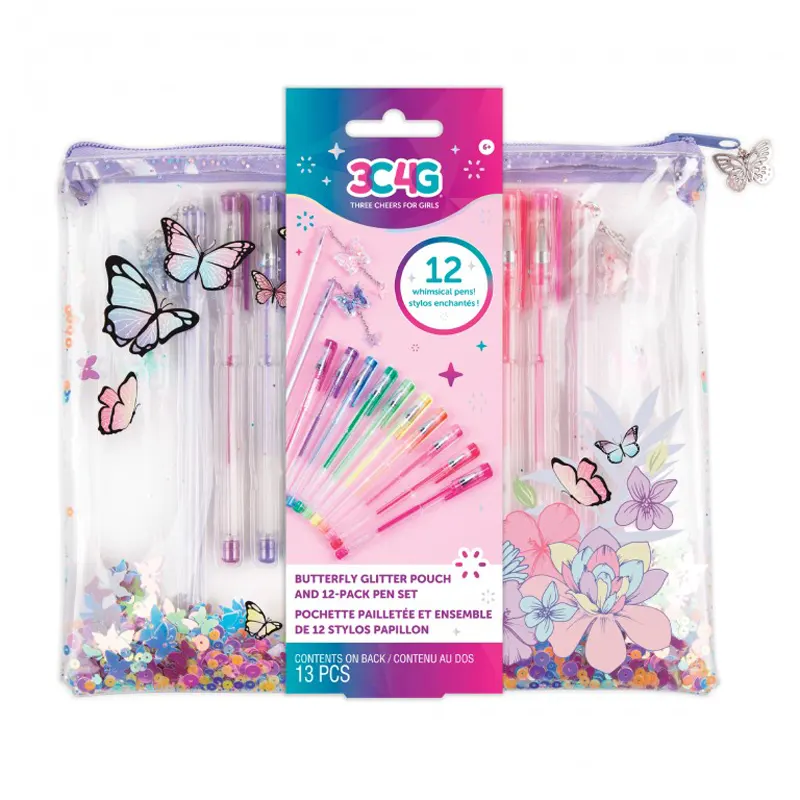 Make it Real – 3C4G Butterfly Glitter Pouch And 12K Pen (12026)