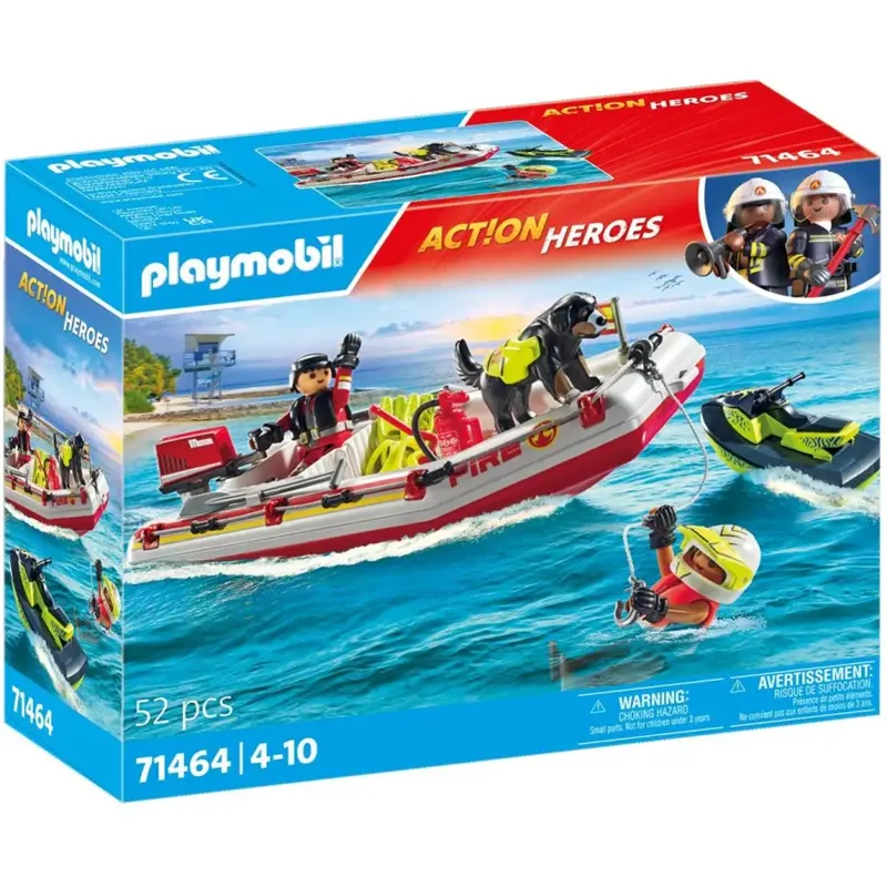 Playmobil Φουσκωτό Σκάφος Πυροσβεστικής Με Θαλάσσιο Scooter (71464)