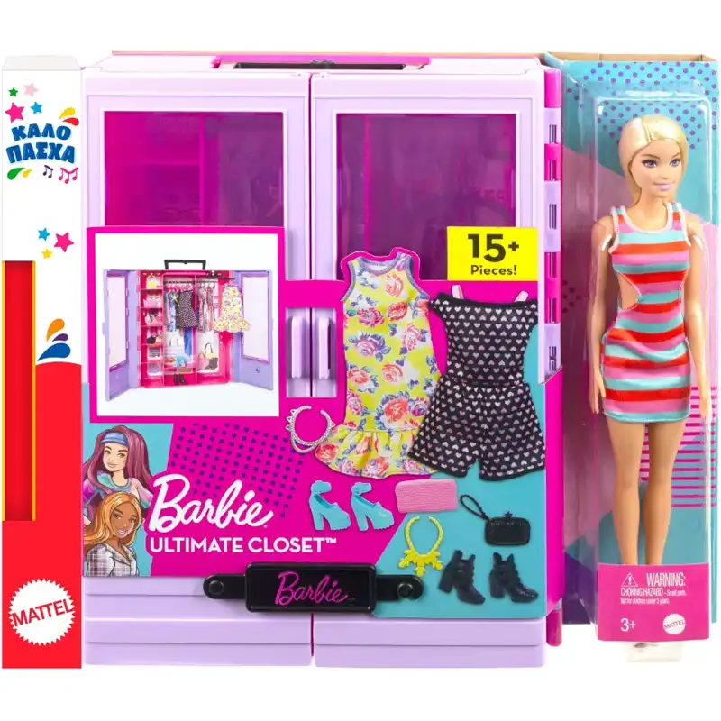 Mattel Λαμπάδα  Barbie Νέα Ντουλάπα Tης Barbie Mε Kούκλα (HJL66)