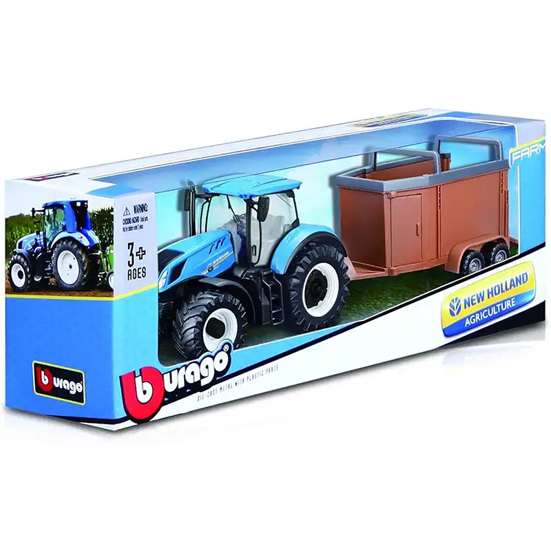 Bburago – New Holland Agriculture, Farm Tracktor With Combination Trailer (18-31650)